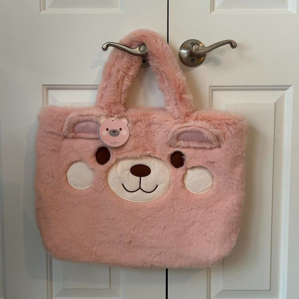 DANBAR PINK FUZZY BEAR LARGE TOTE brand new with tags